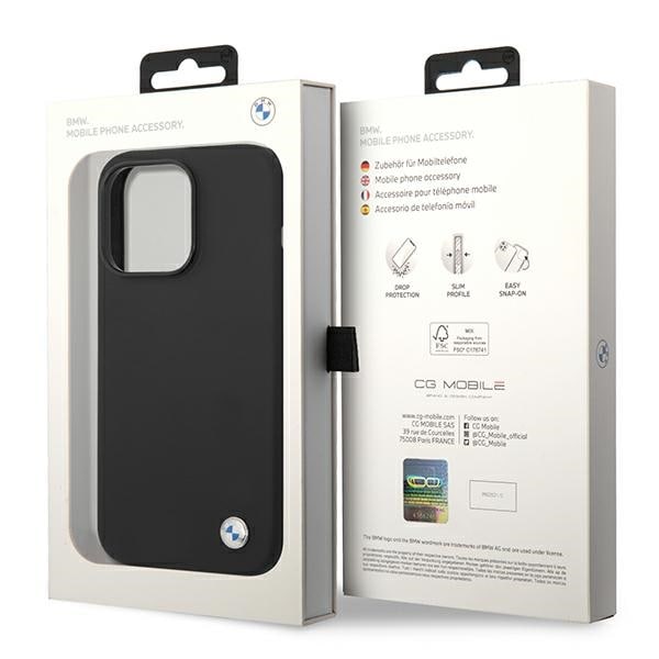 BMW Silikone-etui med metallogo til iPhone 14 Pro - Sort