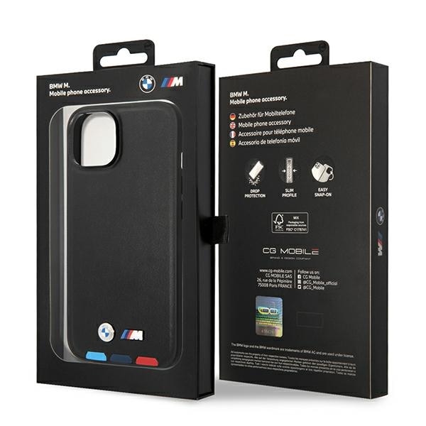 Etui BMW BMHCP14M22PTDK iPhone 14 Plus 6,7" sort/sort Læderstempel Tricolor