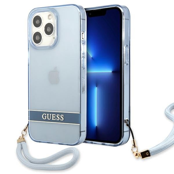 Guess GUHCP13LHTSGSB iPhone 13 Pro / 13 6,1" blå / blå hardcase Gennemsigtig Stap