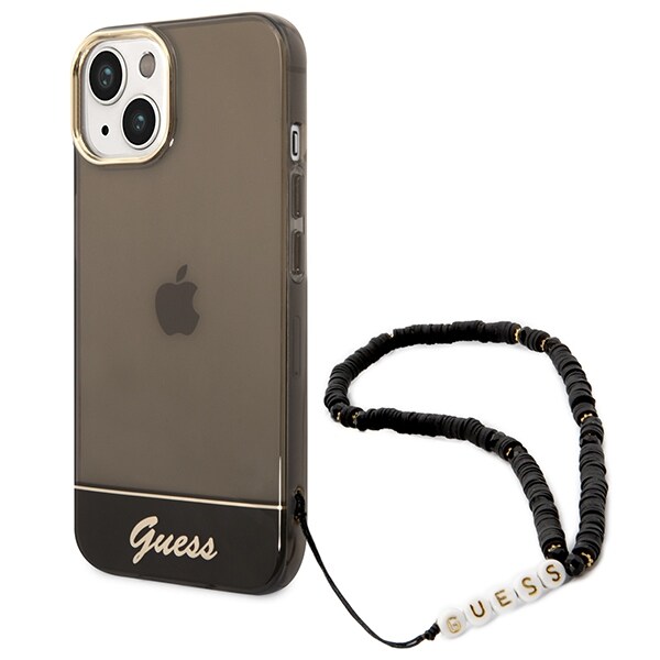 Guess GUHCP14SHGCOHK iPhone 14 6,1" sort / sort hardcase Gennemsigtig perlerem