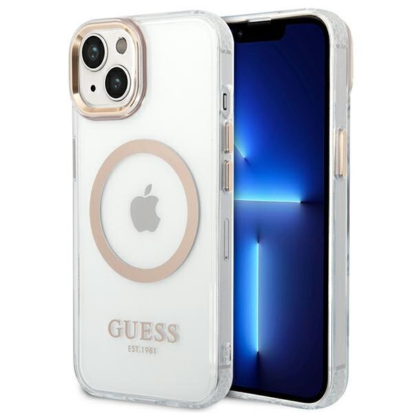 Guess GUHMP14SHTRMD iPhone 14 6,1" guld/guld hard case Metal Outline Magsafe