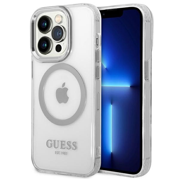 Guess GUHMP14XHTRMS iPhone 14 Pro Max 6,7" sølv/sølv hard case Metal Outline Magsafe