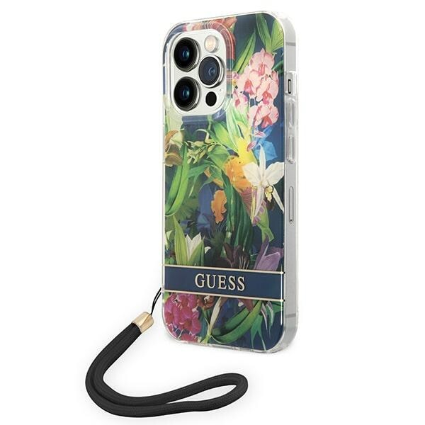 Guess GUOHCP14XHFLSB iPhone 14 Pro Max 6,7 "blå / blå hardcase Blomsterrem