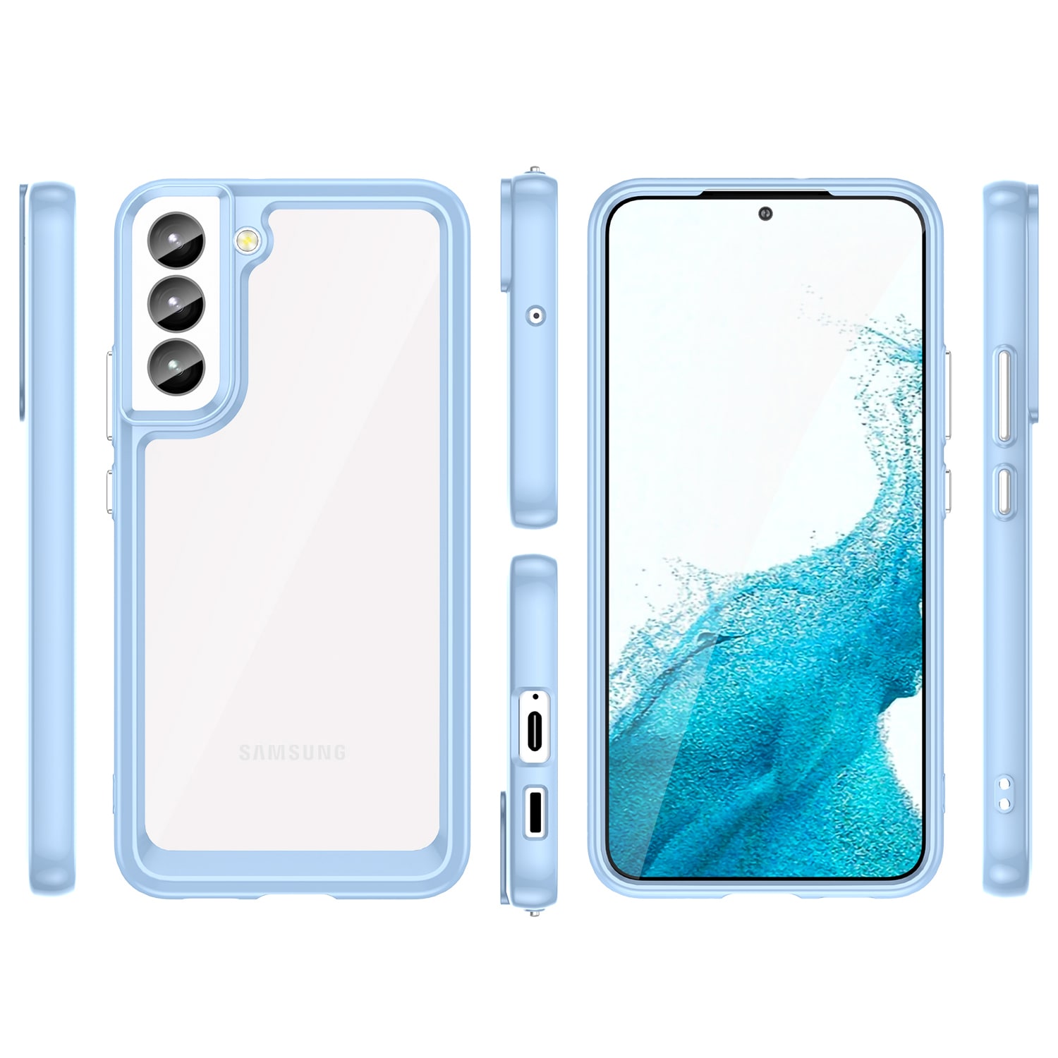 Outer Space Case til Samsung Galaxy S23+ cover med en fleksibel ramme blå