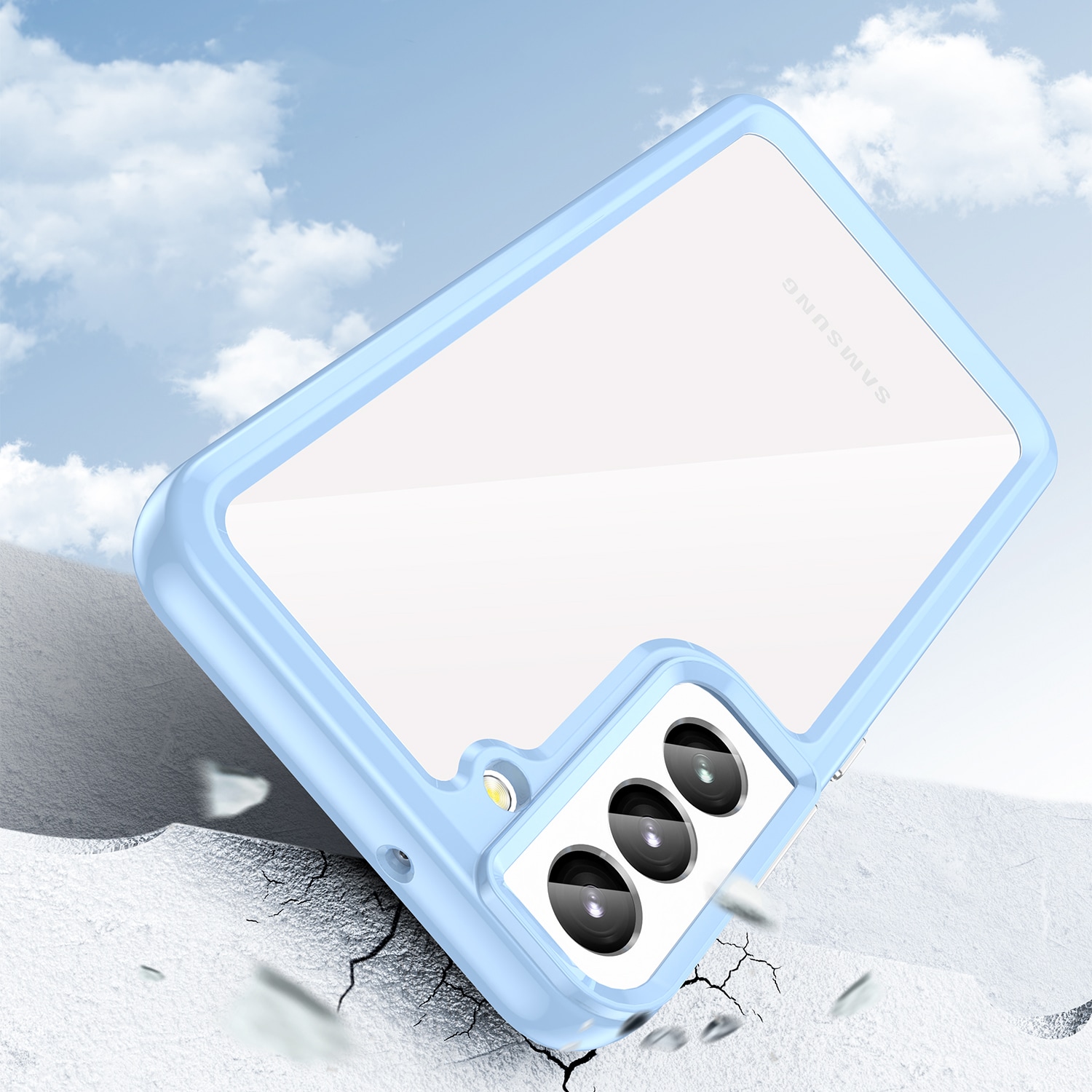 Outer Space Case til Samsung Galaxy S23+ cover med en fleksibel ramme blå