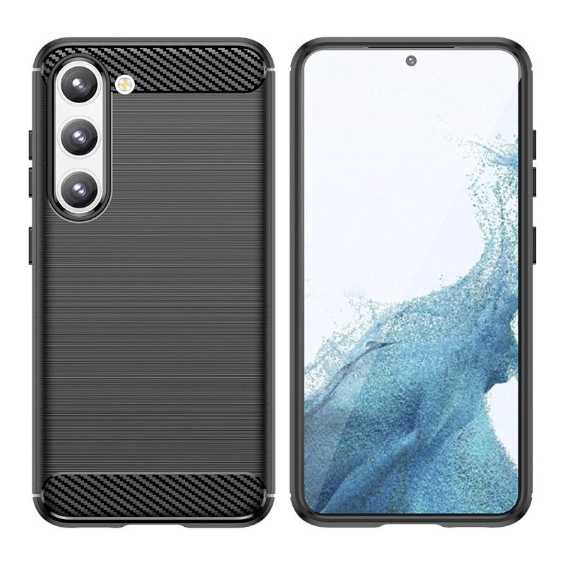 Carbon Case etui til Samsung Galaxy S23+ fleksibelt silikone carbon cover sort