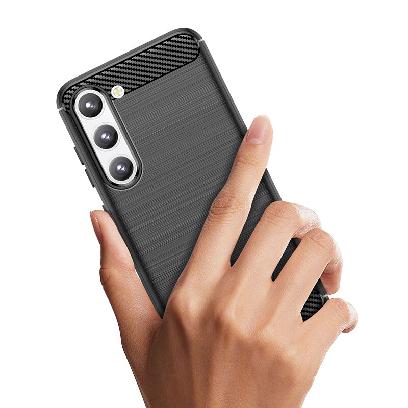 Carbon Case etui til Samsung Galaxy S23+ fleksibelt silikone carbon cover sort