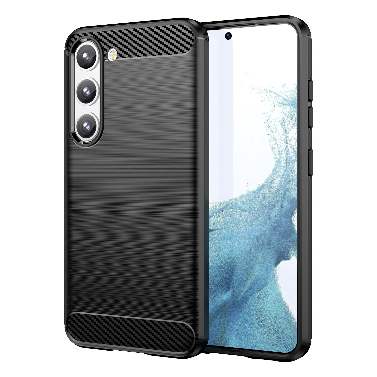Carbon Case etui til Samsung Galaxy S23+ fleksibelt silikone carbon cover sort