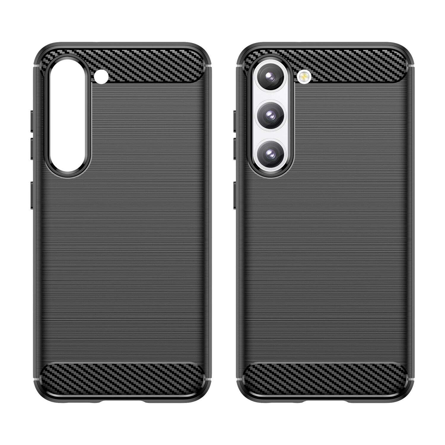 Carbon Case etui til Samsung Galaxy S23+ fleksibelt silikone carbon cover sort