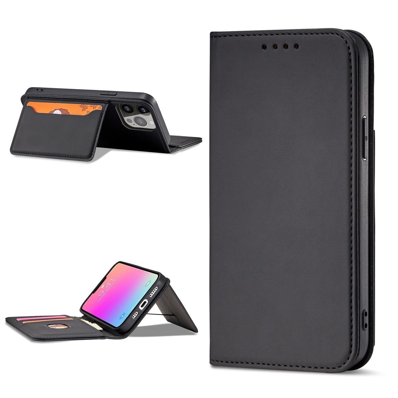 Magnet Kortetui til Samsung Galaxy S23+ flip cover wallet stander sort