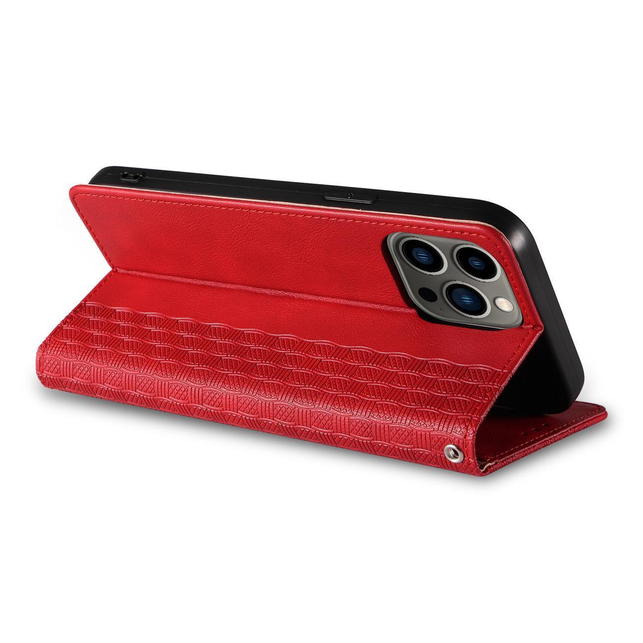 Magnet Rem-etui til Samsung Galaxy S23+ Flip Wallet Mini Lanyard Stand rød