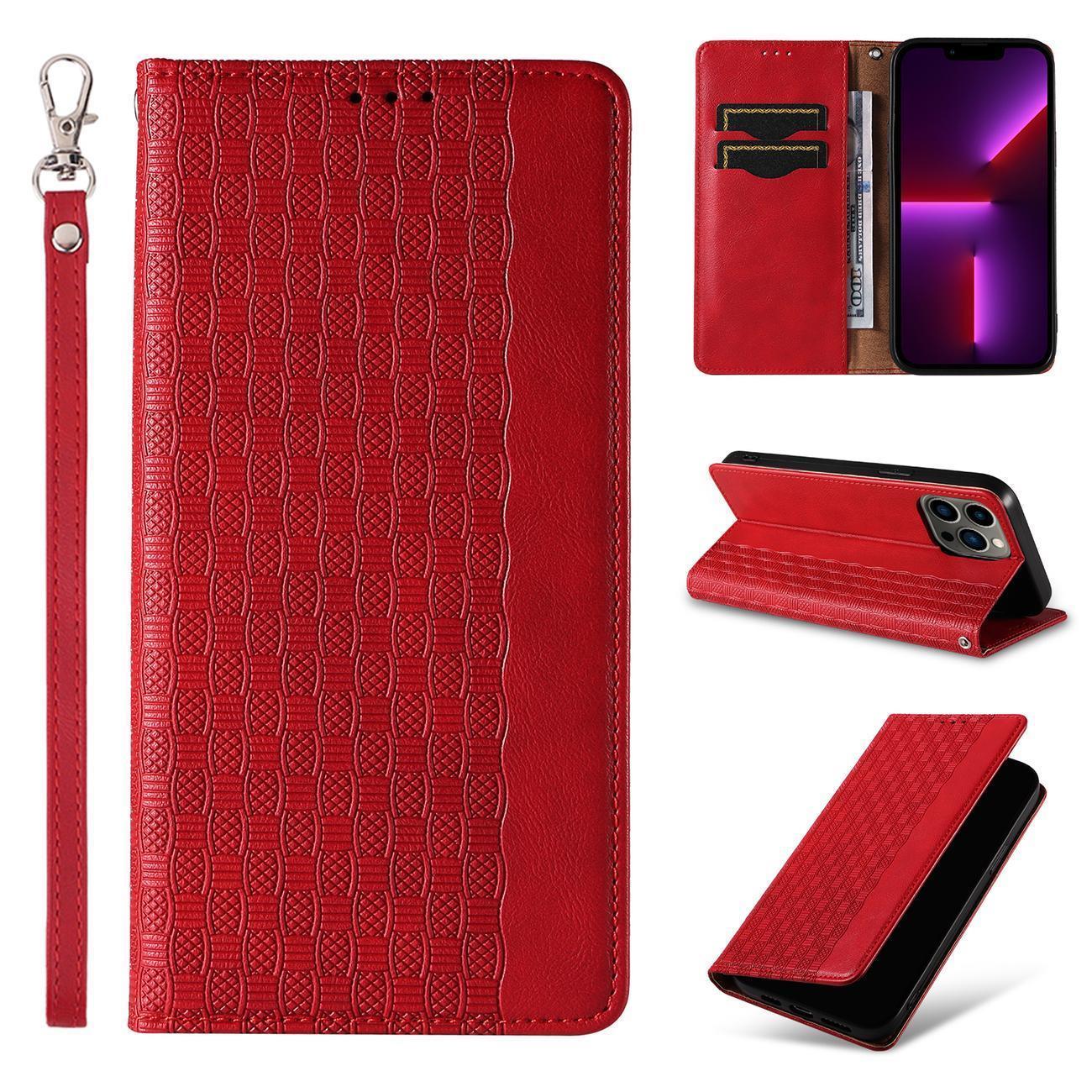 Magnet Rem-etui til Samsung Galaxy S23+ Flip Wallet Mini Lanyard Stand rød
