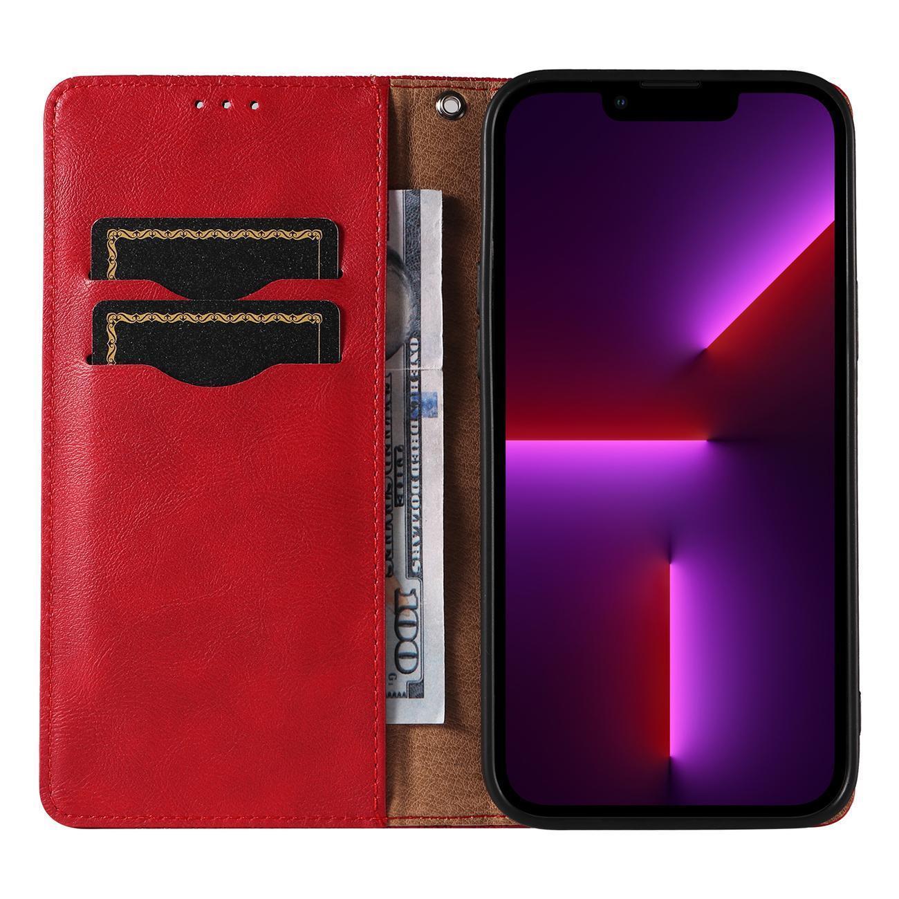 Magnet Rem-etui til Samsung Galaxy S23+ Flip Wallet Mini Lanyard Stand rød