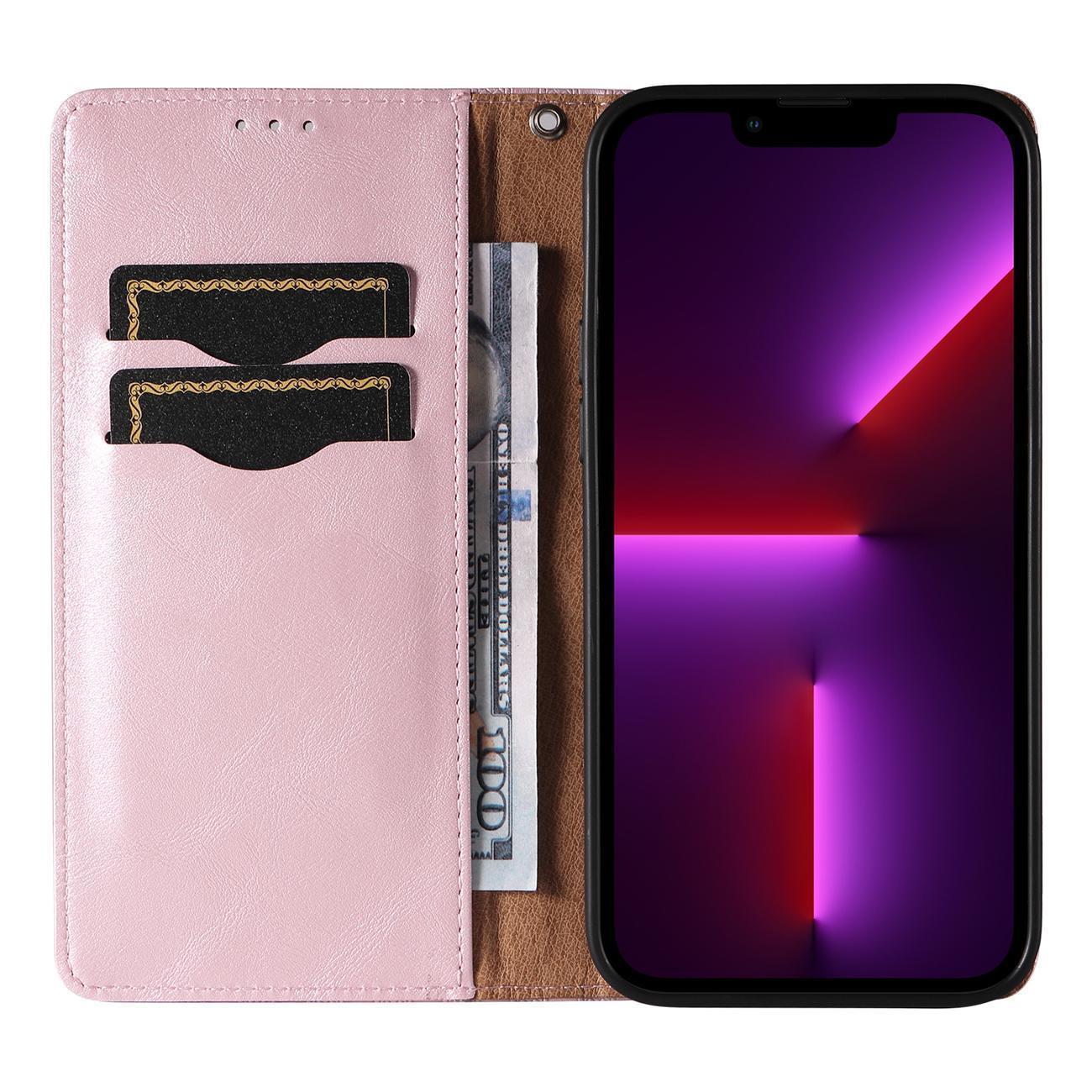 Magnet Strap Case for Samsung Galaxy S23+ Flip Wallet Mini Lanyard Stand Pink