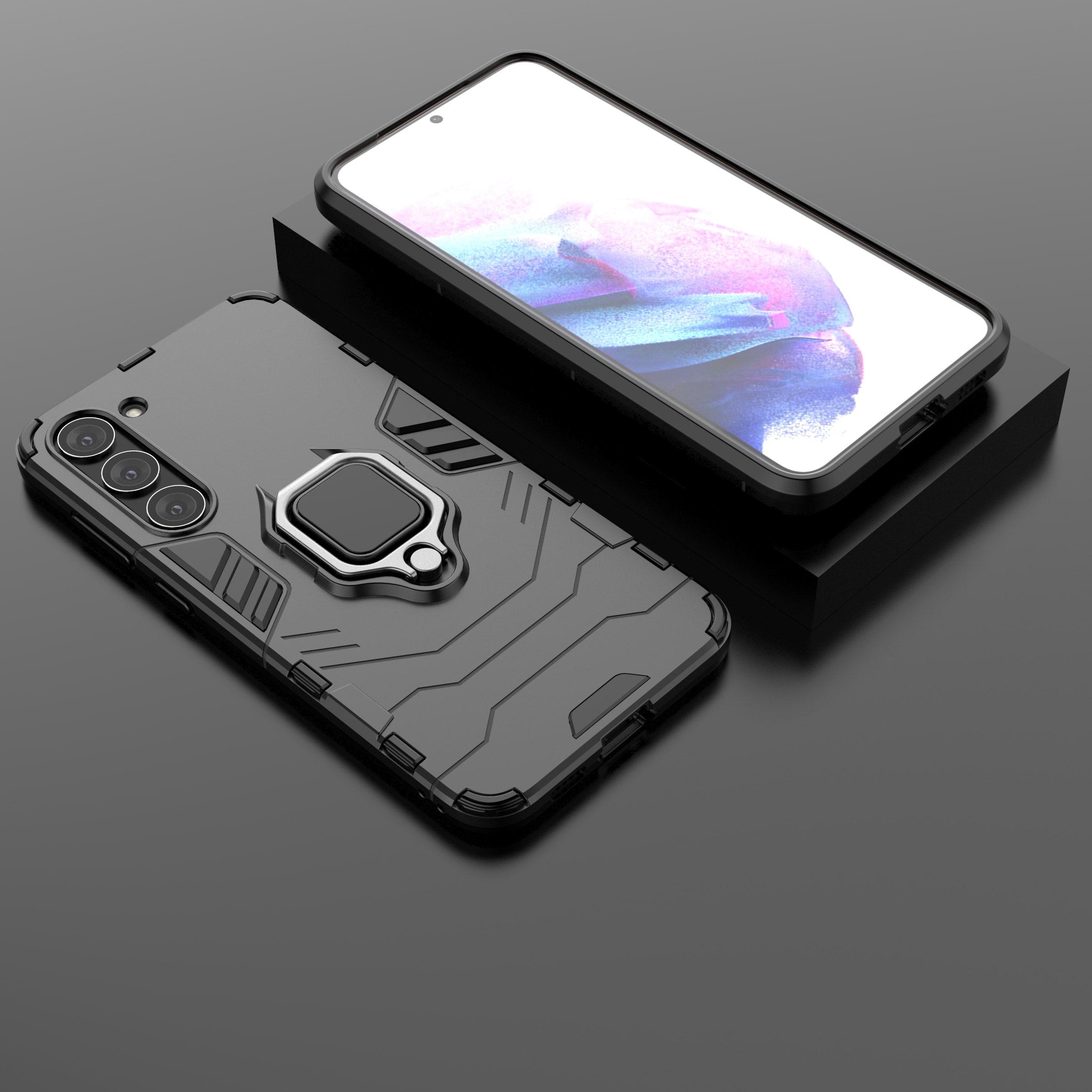 Ring Armor etui til Samsung Galaxy S23+ pansret cover magnetisk holder ring sort