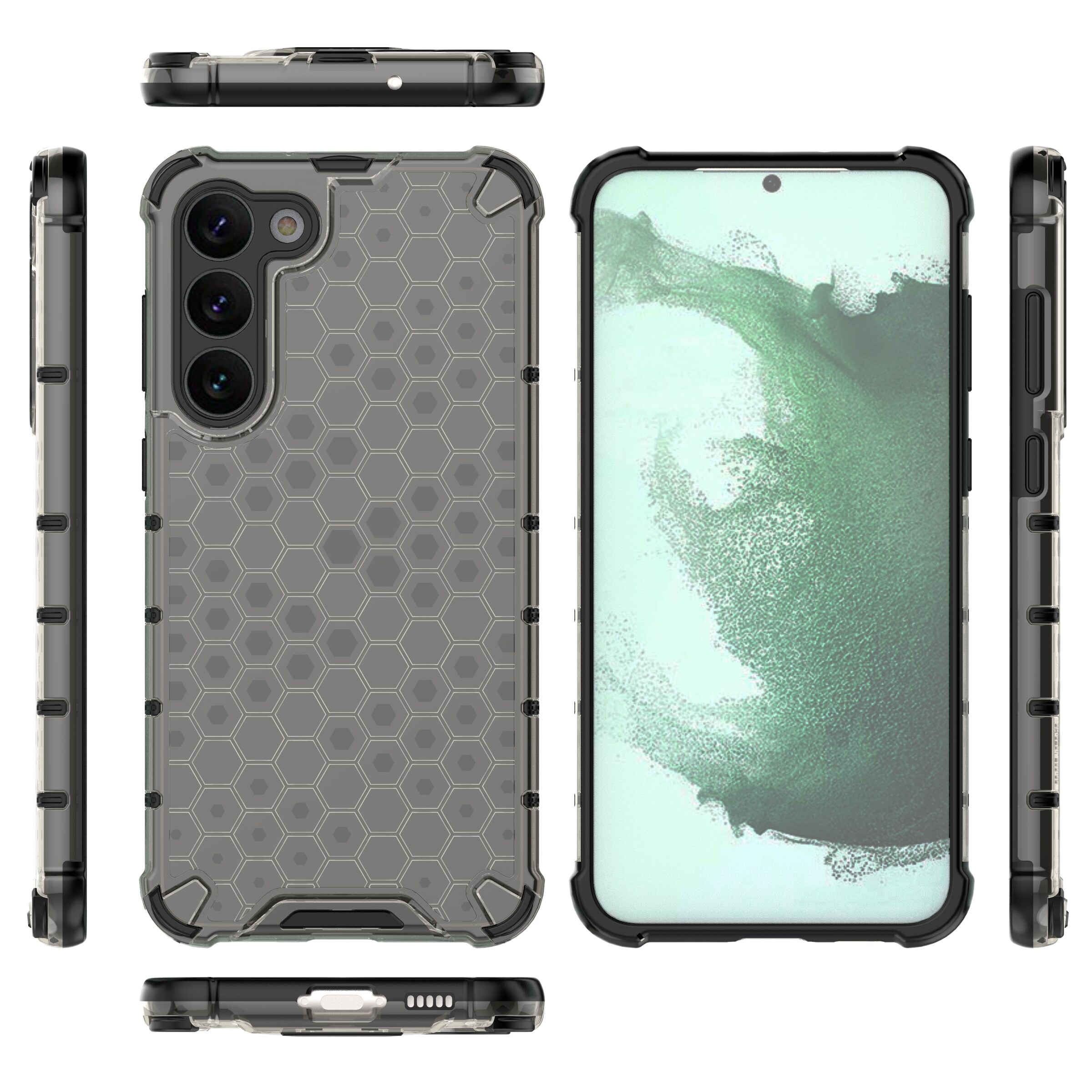 Honeycomb-etui til Samsung Galaxy S23+ pansret hybridcover sort
