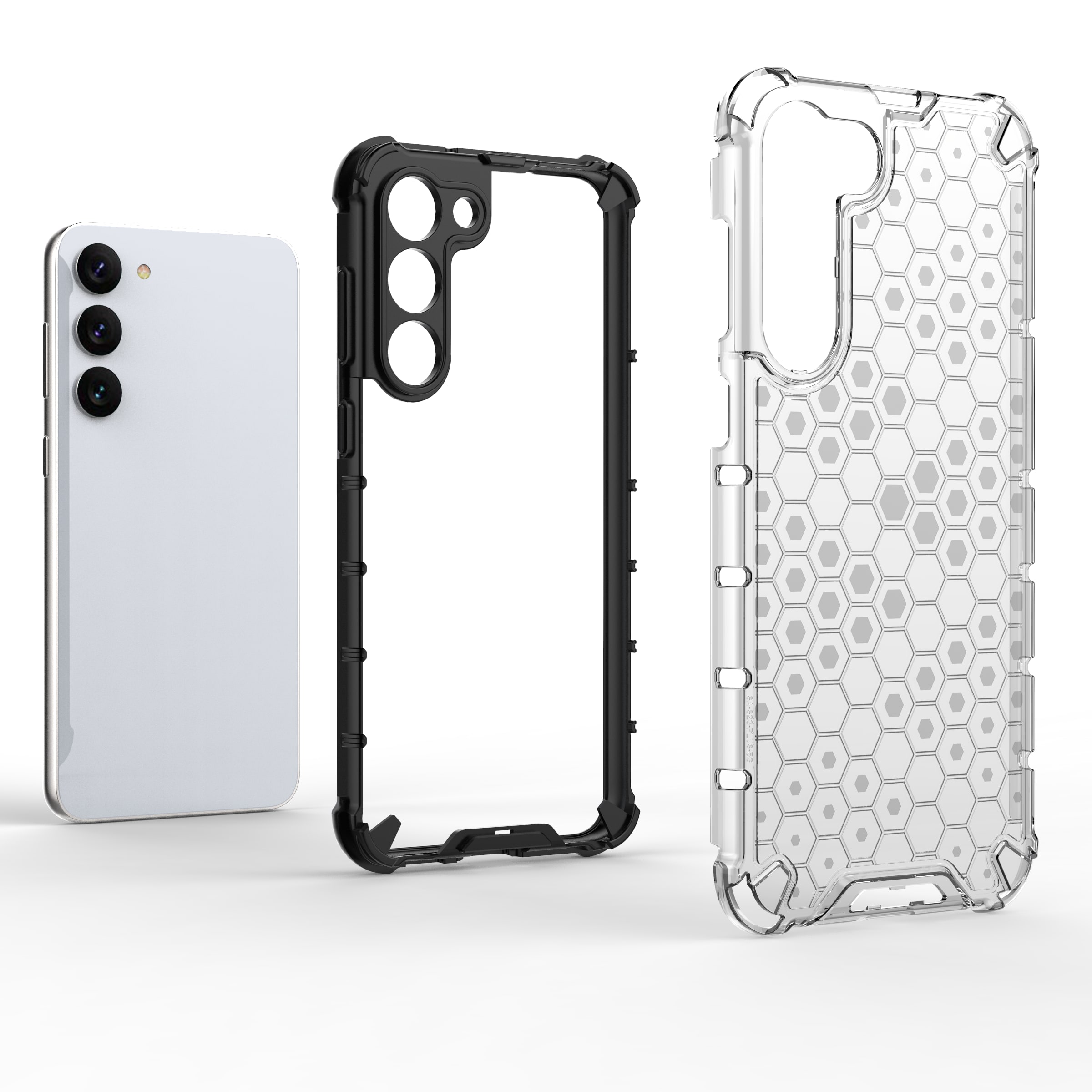 Honeycomb-etui til Samsung Galaxy S23+ pansret hybridcover sort