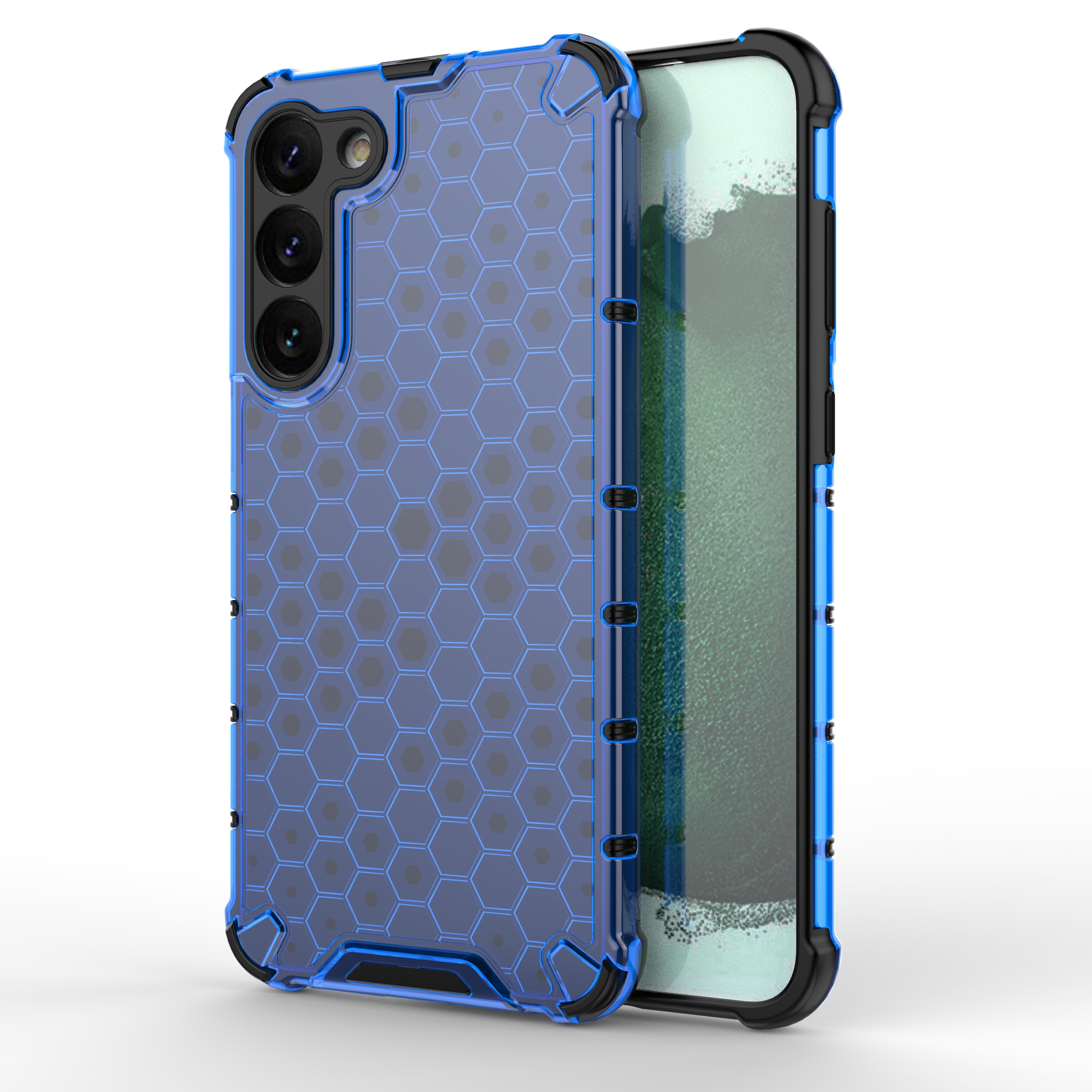 Honeycomb-etui til Samsung Galaxy S23+ pansret hybridcover blå
