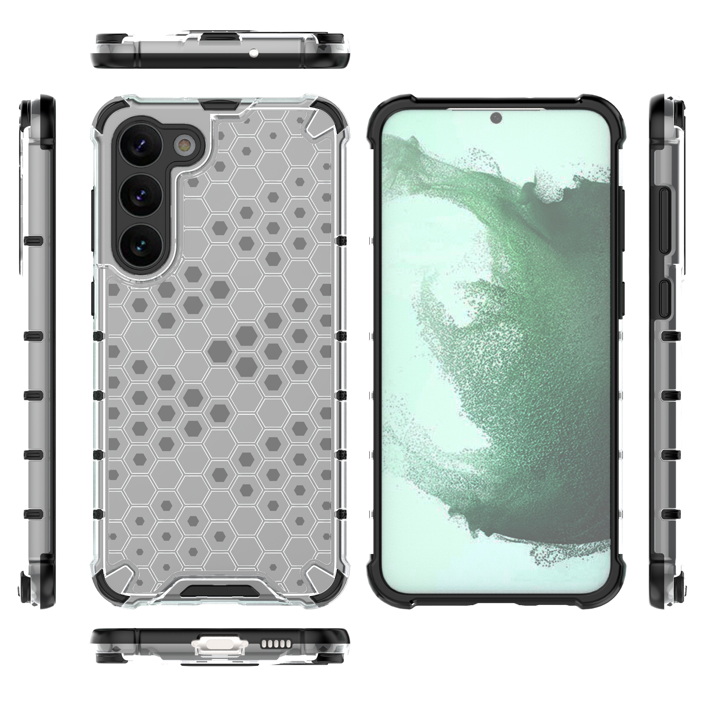 Honeycomb-etui til Samsung Galaxy S23+ pansret hybridcover gennemsigtigt
