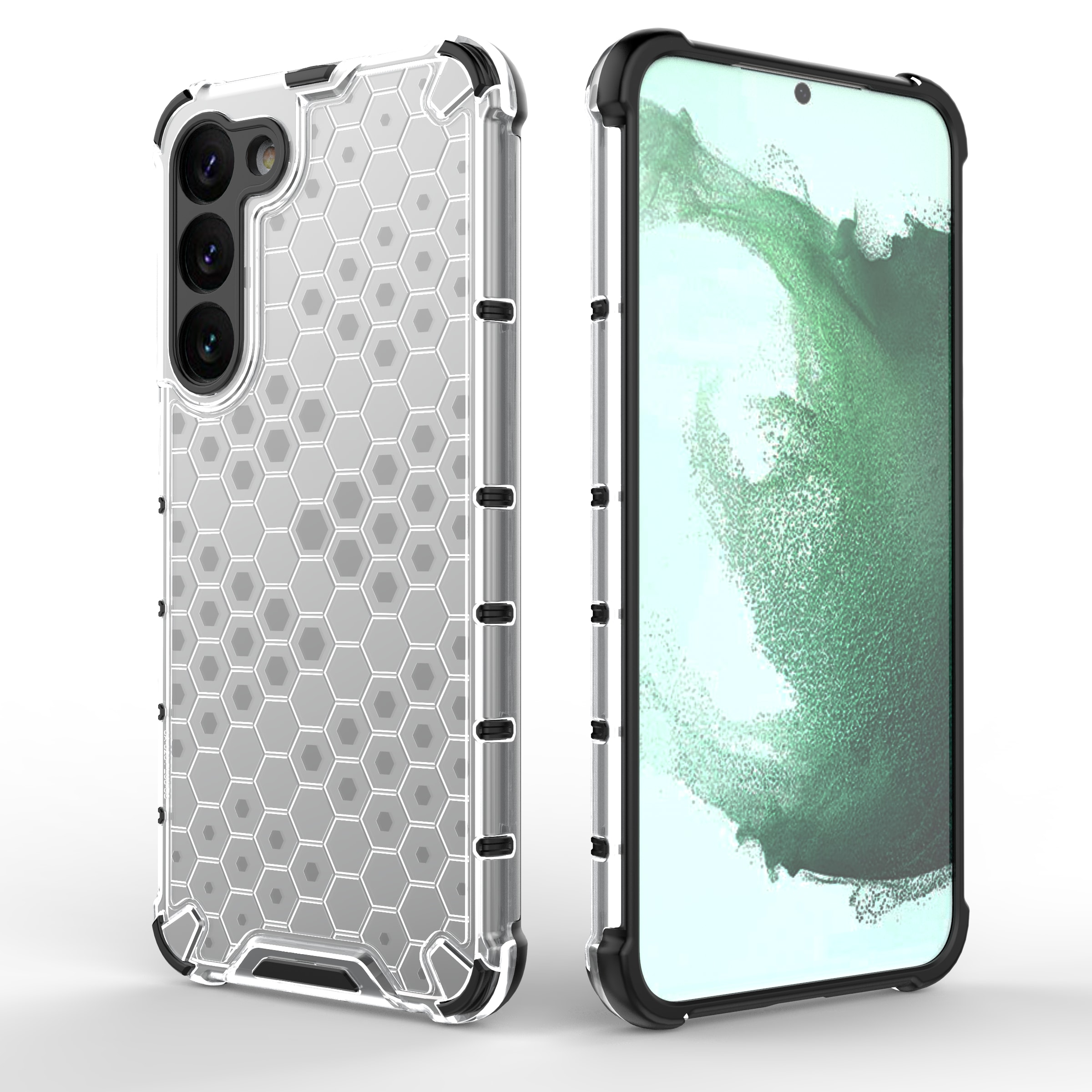 Honeycomb-etui til Samsung Galaxy S23+ pansret hybridcover gennemsigtigt