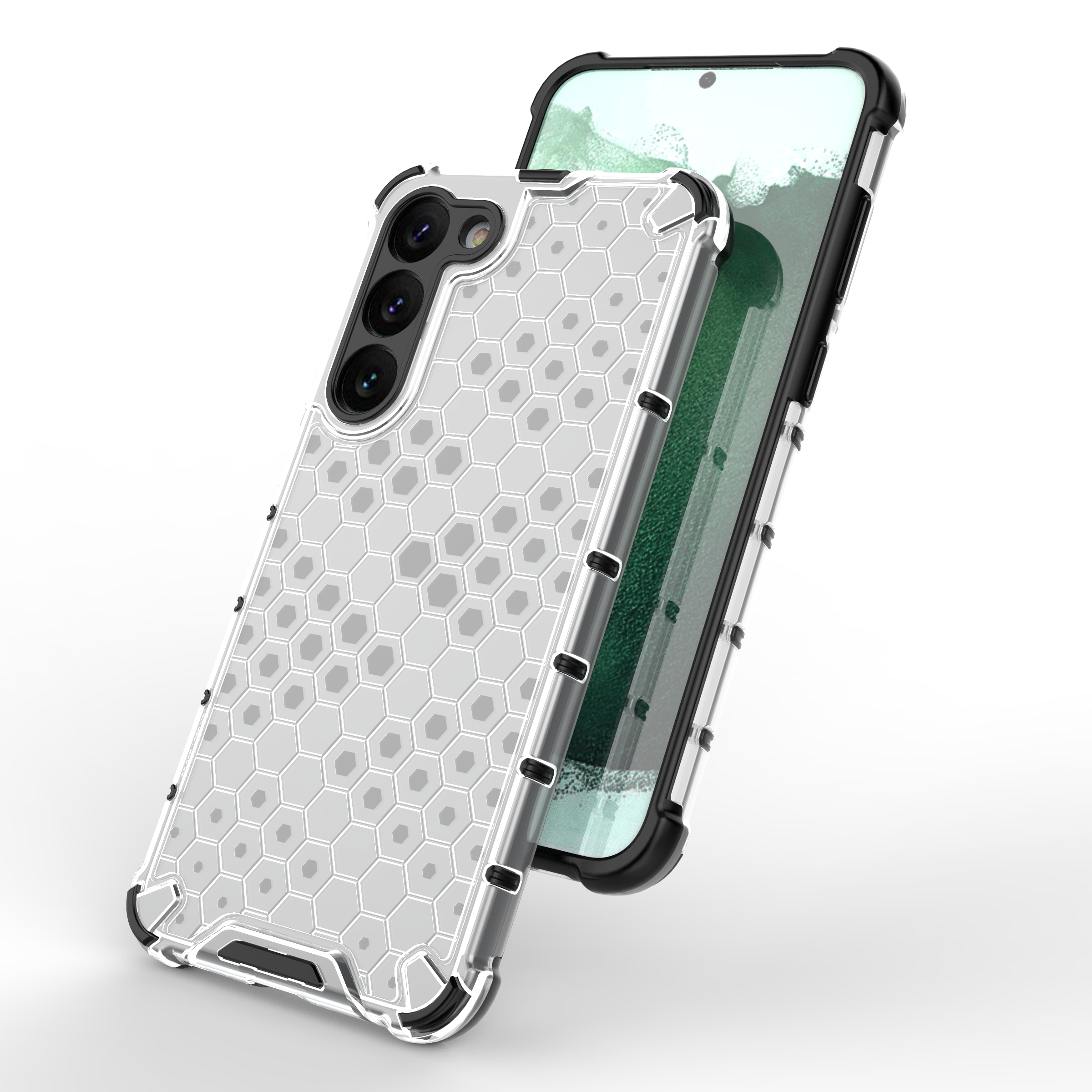Honeycomb-etui til Samsung Galaxy S23+ pansret hybridcover gennemsigtigt