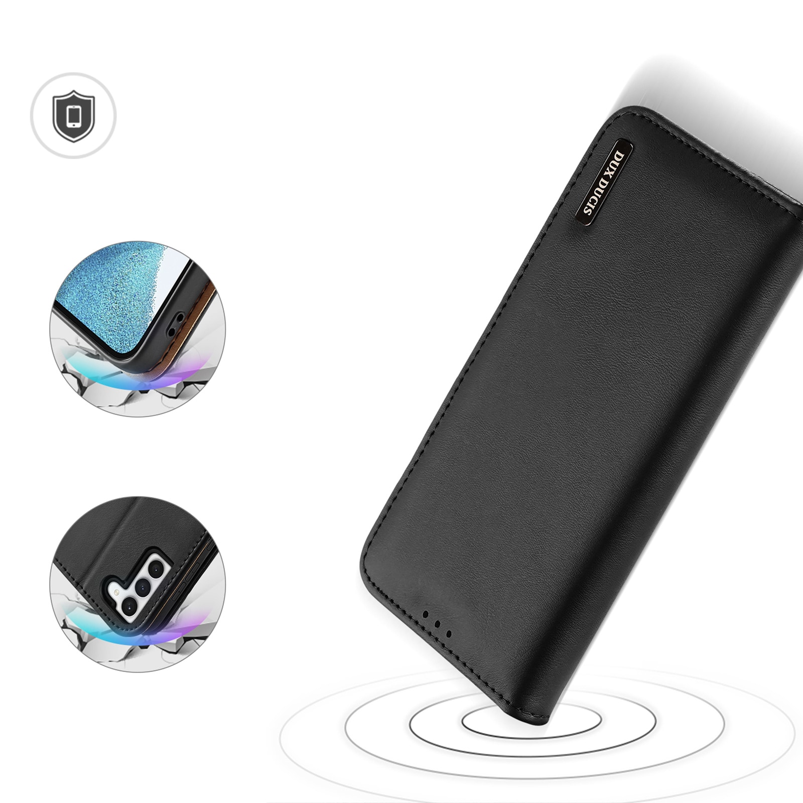 Dux Ducis Hivo etui Samsung Galaxy S23+ flip etui pung stativ RFID-blokering sort
