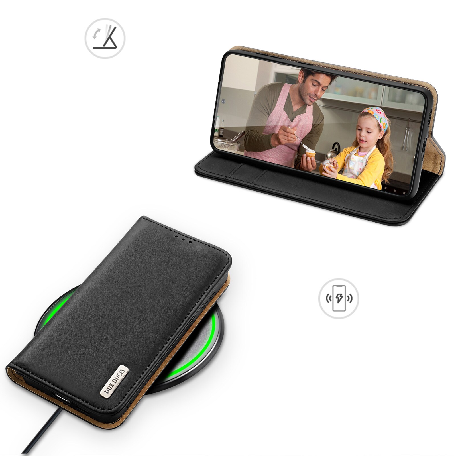Dux Ducis Hivo etui Samsung Galaxy S23+ flip etui pung stativ RFID-blokering sort