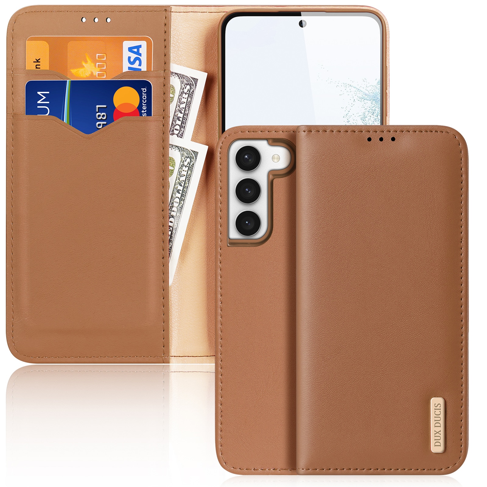 Dux Ducis Hivo etui Samsung Galaxy S23+ flip cover wallet stand RFID blocking brown