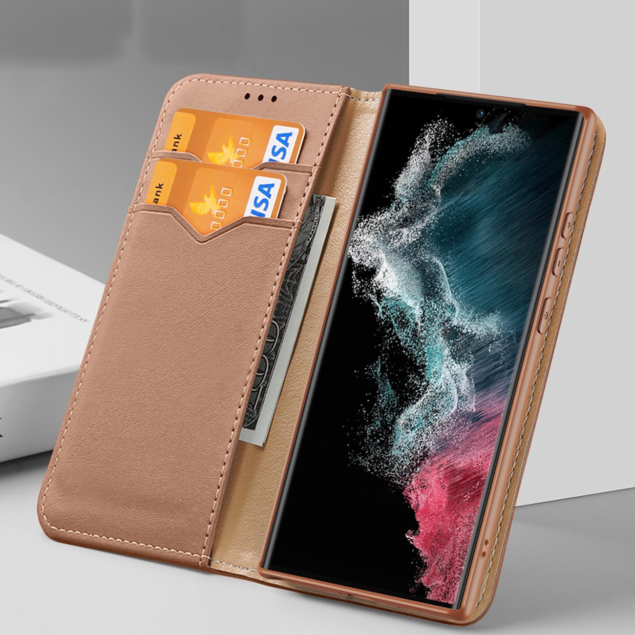 Dux Ducis Hivo etui Samsung Galaxy S23+ flip cover wallet stand RFID blocking brown