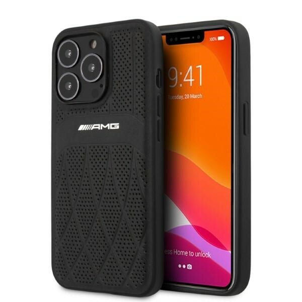 AMG AMHCP13LOSDBK iPhone 13 Pro / 13 6,1" sort/sort hardcase læder buede linjer