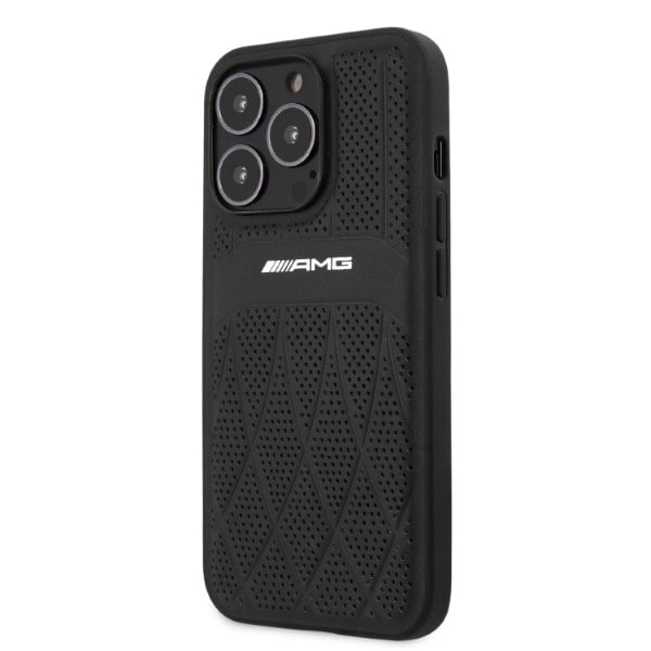 AMG AMHCP13LOSDBK iPhone 13 Pro / 13 6,1" sort/sort hardcase læder buede linjer