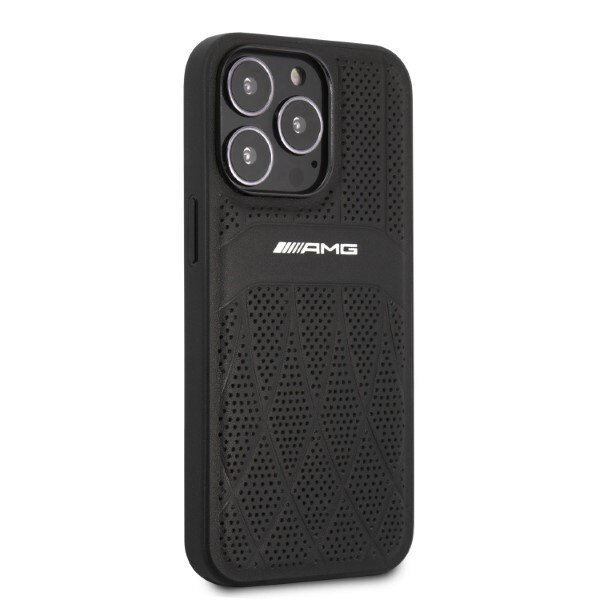 AMG AMHCP13LOSDBK iPhone 13 Pro / 13 6,1" sort/sort hardcase læder buede linjer
