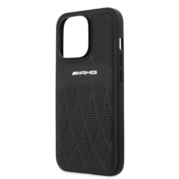 AMG AMHCP13LOSDBK iPhone 13 Pro / 13 6,1" sort/sort hardcase læder buede linjer