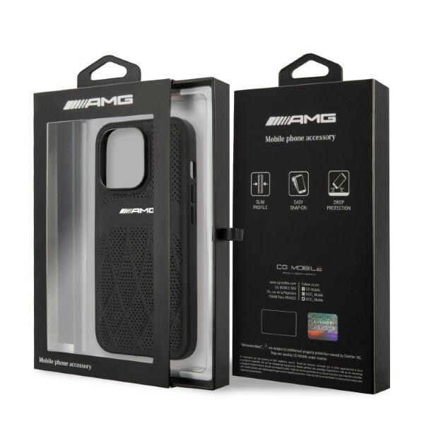 AMG AMHCP13LOSDBK iPhone 13 Pro / 13 6,1" sort/sort hardcase læder buede linjer