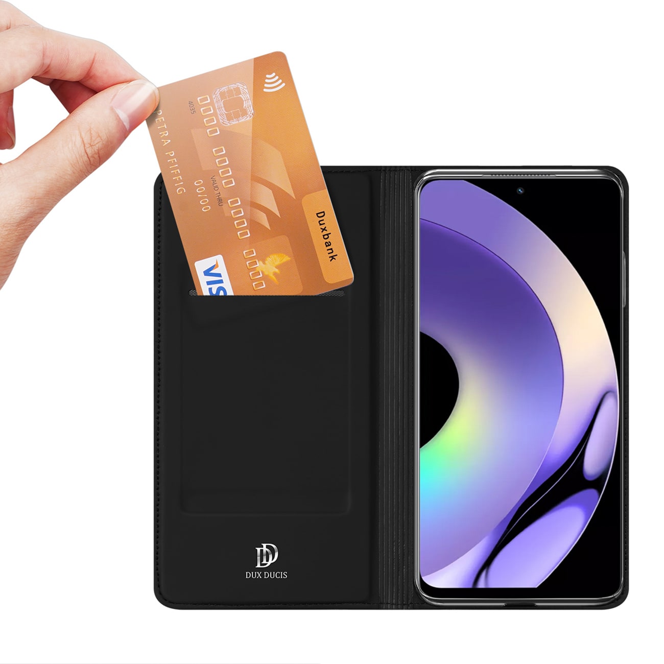 Dux Ducis Skin Pro-etui til Realme 10 Pro Flip Card Wallet Stand Sort