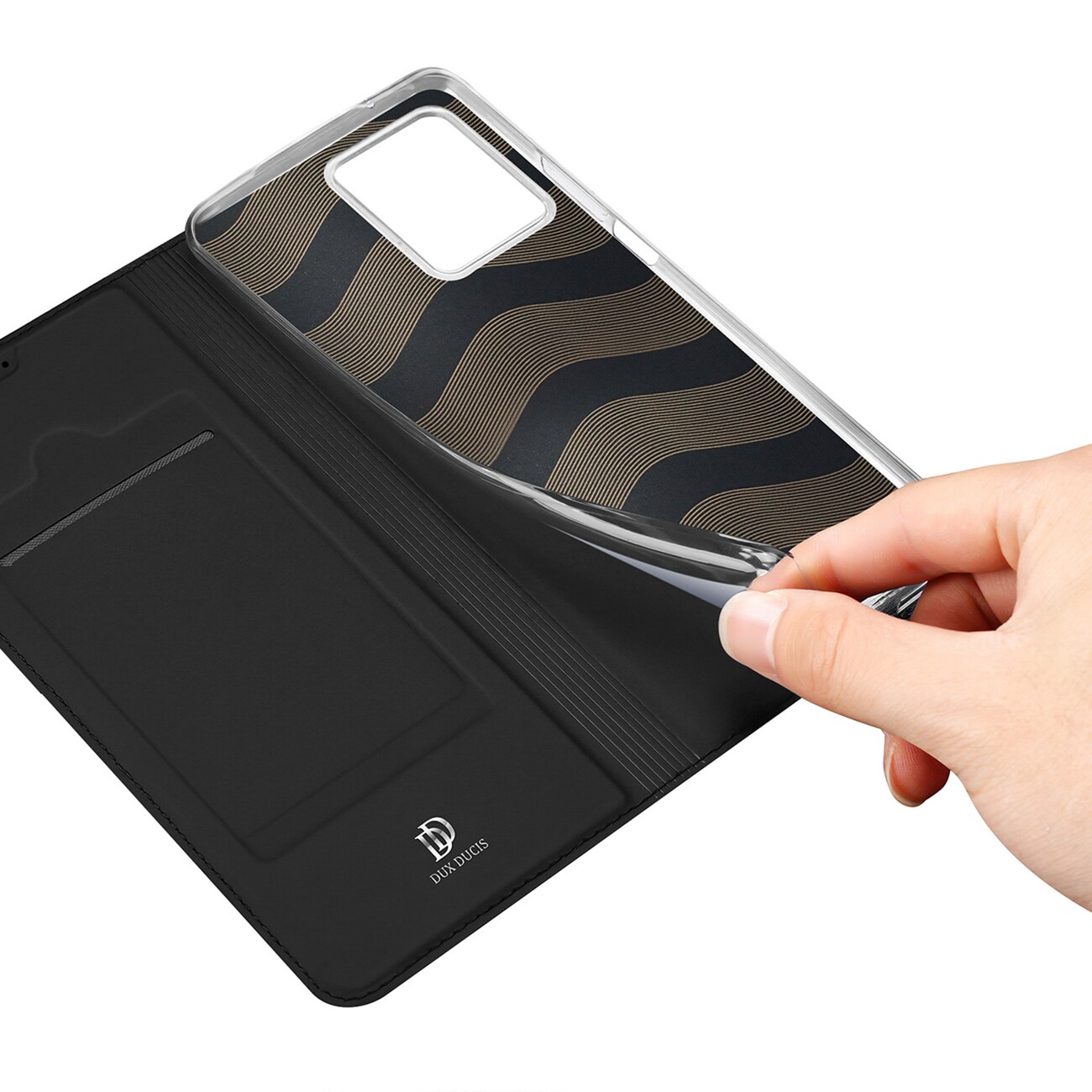Dux Ducis Skin Pro-etui til Realme 10 Pro Flip Card Wallet Stand Sort