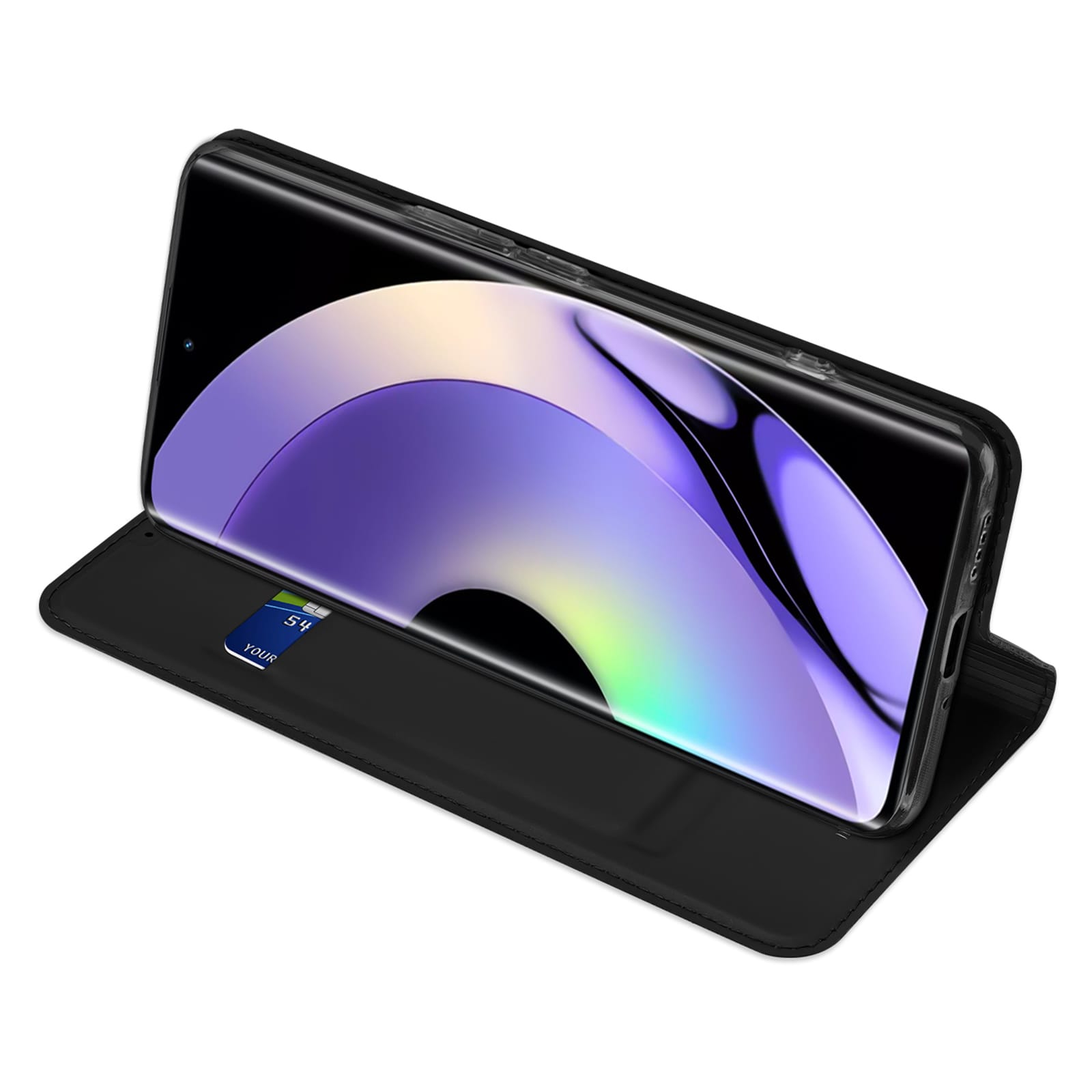 Dux Ducis Skin Pro-etui til Realme 10 Pro+ flip cover kort tegnebog stativ sort
