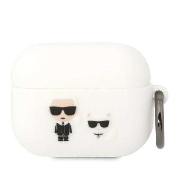 Karl Lagerfeld KLACAPSILKCW AirPods Pro-cover hvid/hvid Silikone Karl & Choupette