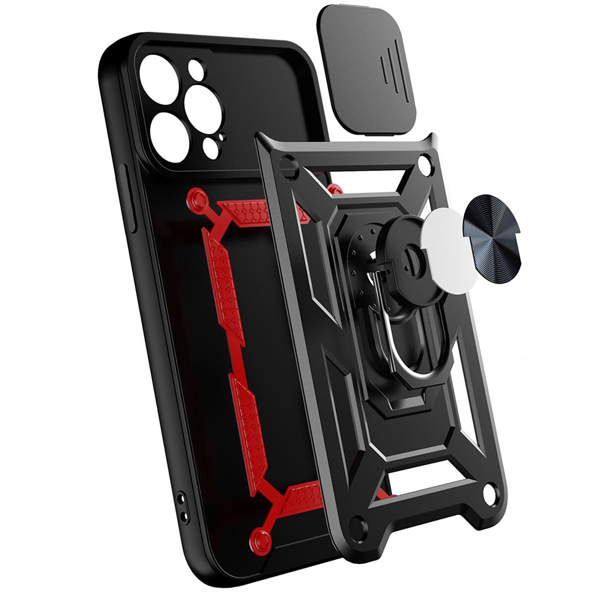 Hybrid Armor Camshield-etui til Motorola Moto G62 5G pansret etui med kameradæksel sort