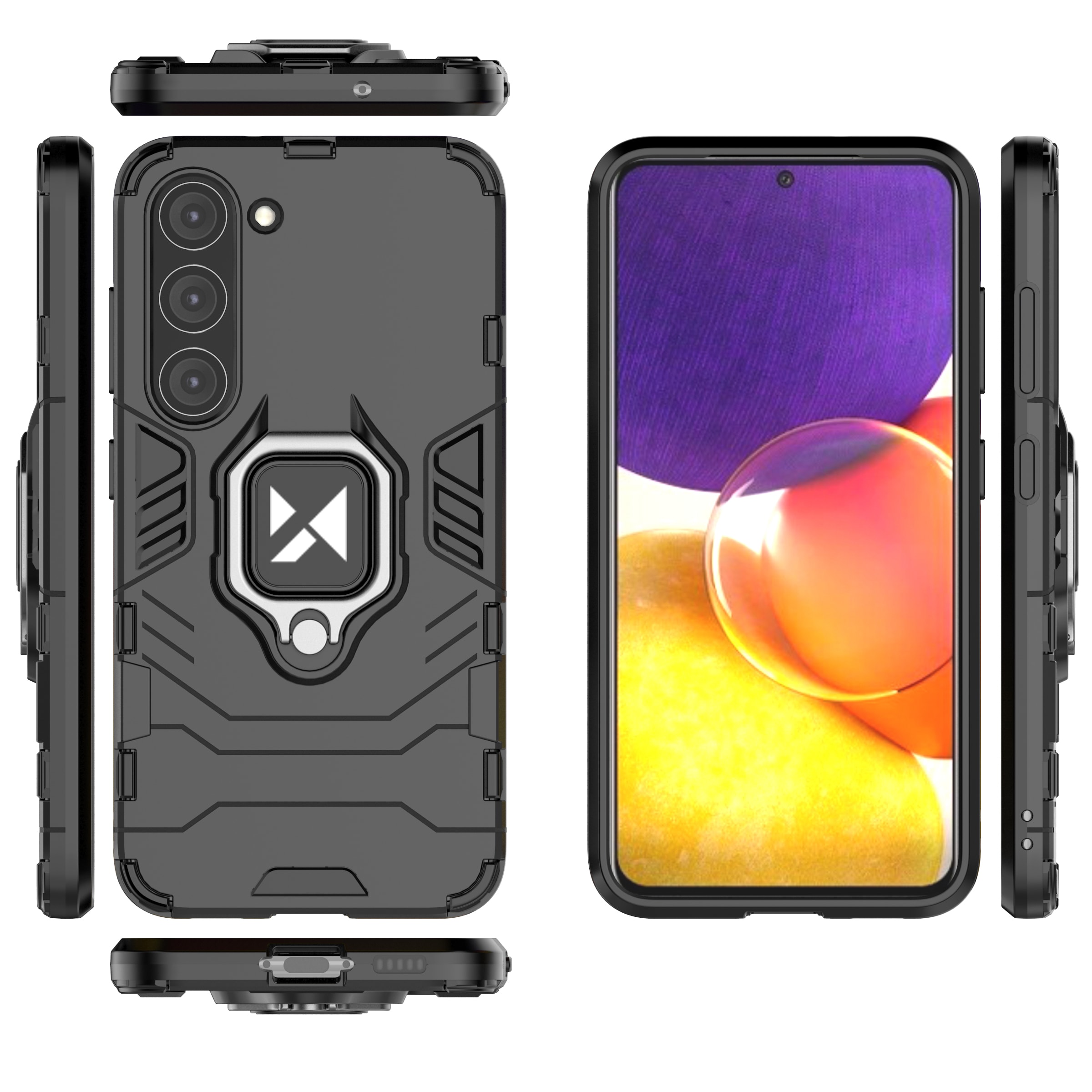 Wozinsky Ring Armor-etui til Samsung Galaxy S23+ pansret cover magnetisk holder ring sort