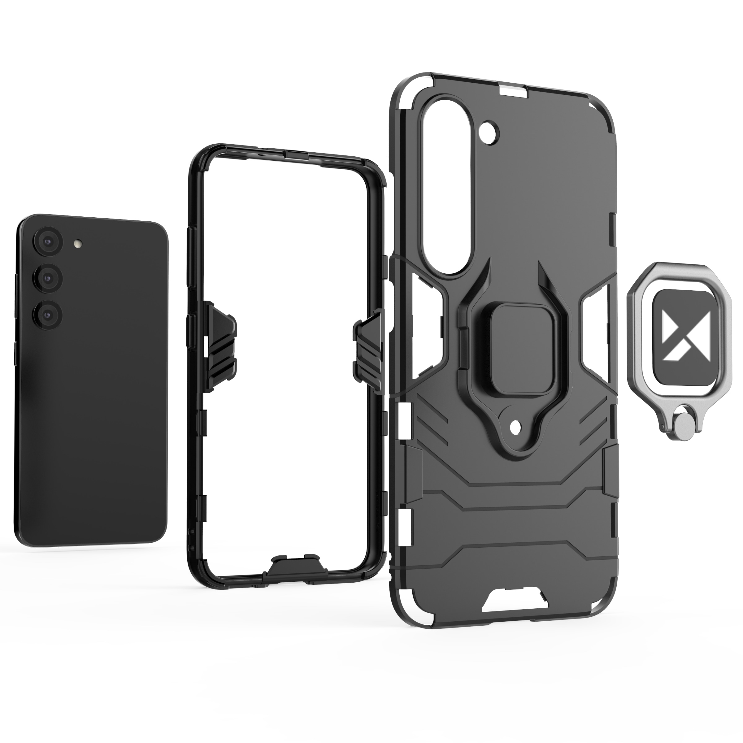Wozinsky Ring Armor-etui til Samsung Galaxy S23 pansret cover magnetisk holder ring sort
