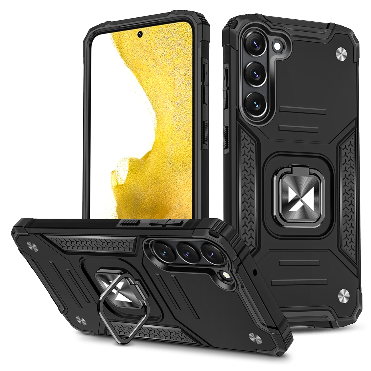 Wozinsky Ring Armor-etui til Samsung Galaxy S23 pansret cover magnetisk holder ring sort