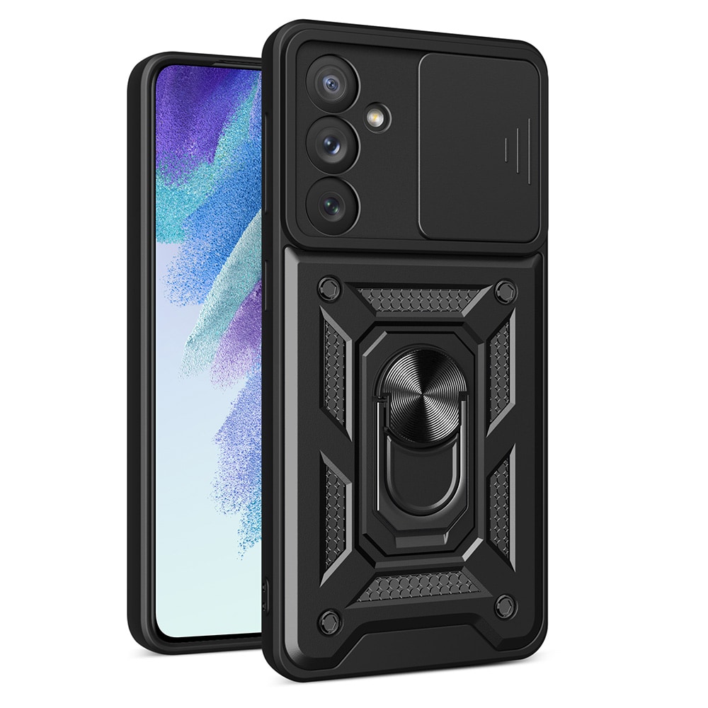 Hybrid Armor Camshield-etui til Samsung Galaxy A54 5G pansret etui med kameradæksel sort