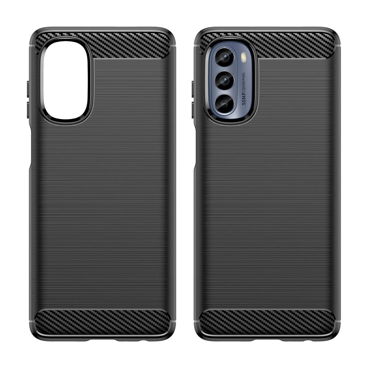 Carbon Case til Motorola Moto G62 5G fleksibelt silikone carbon cover sort
