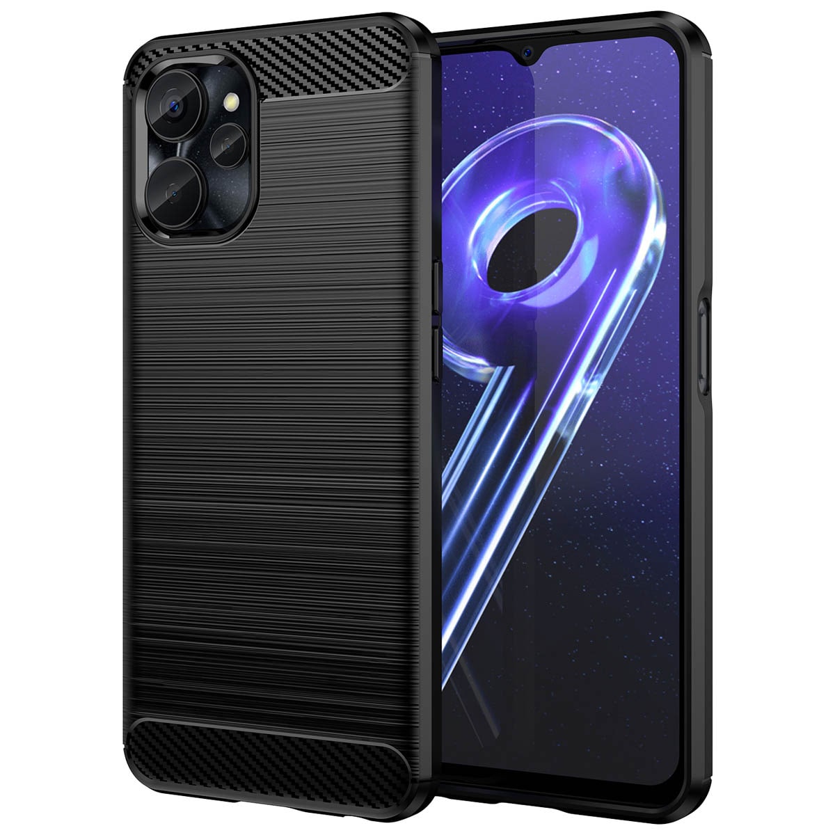 Carbon-etui til Realme 10 5G / Realme 9i 5G Fleksibel silikone Carbon Cover Sort