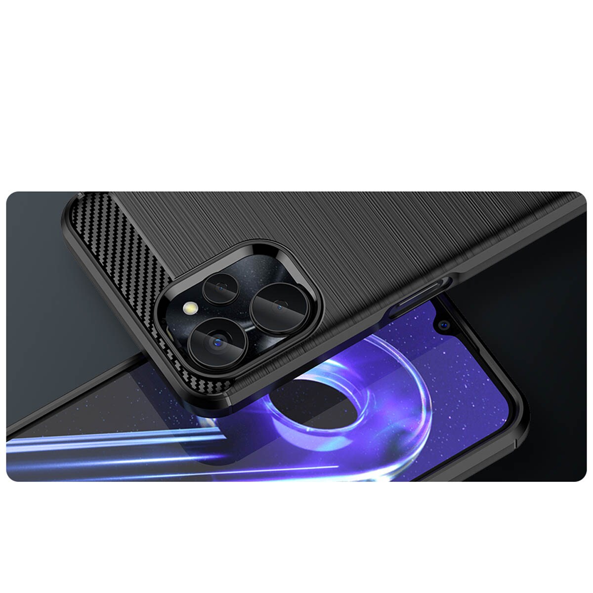 Carbon-etui til Realme 10 5G / Realme 9i 5G Fleksibel silikone Carbon Cover Sort