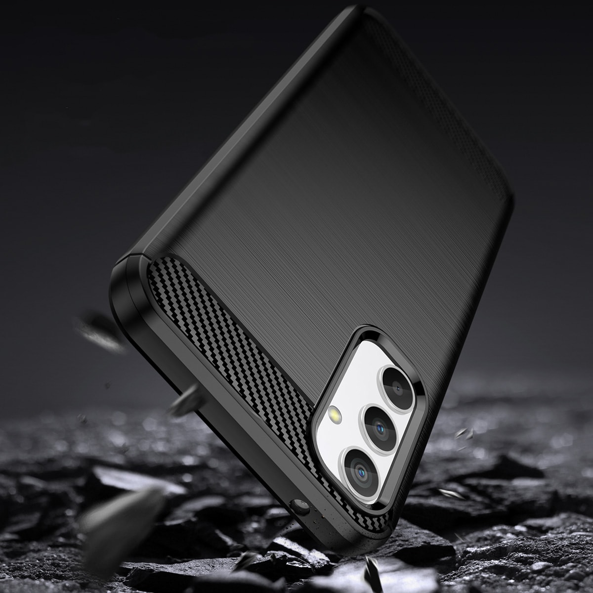 Carbon Case etui til Realme 10 Pro fleksibelt silikone carbon cover sort