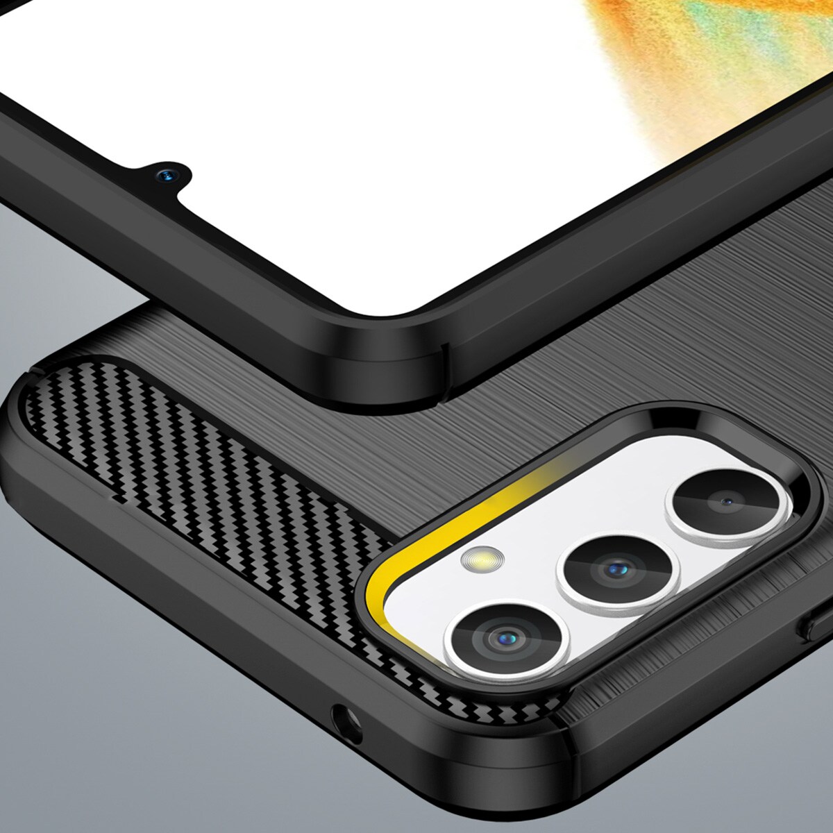 Carbon Case etui til Realme 10 Pro fleksibelt silikone carbon cover sort
