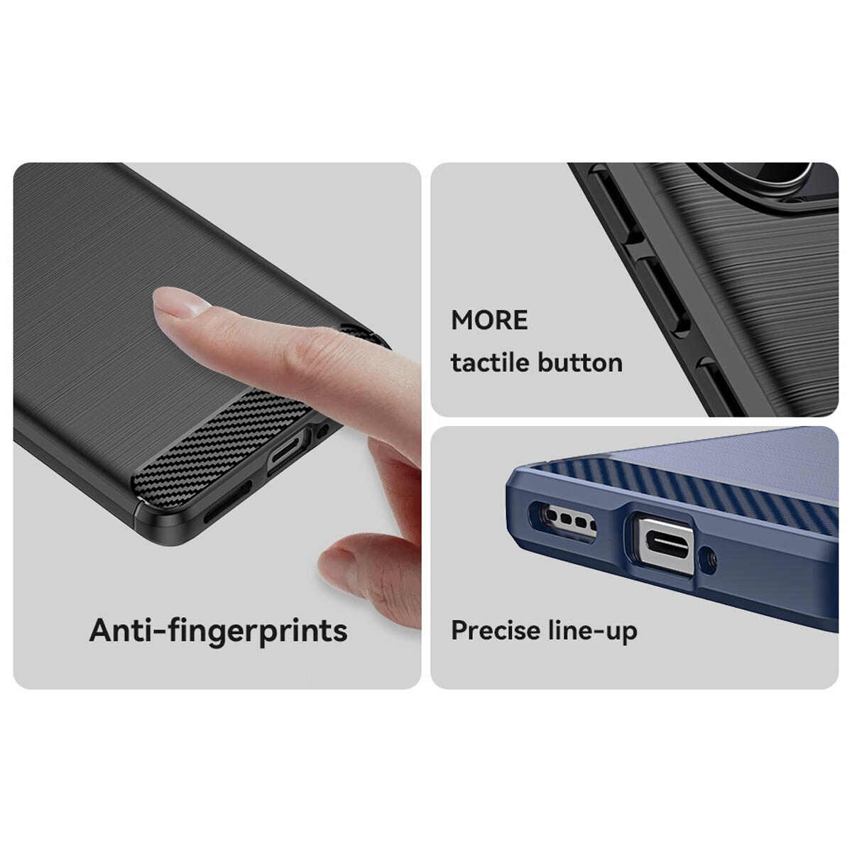 Carbon Case etui til Realme 10 Pro+ fleksibelt silikone carbon cover sort