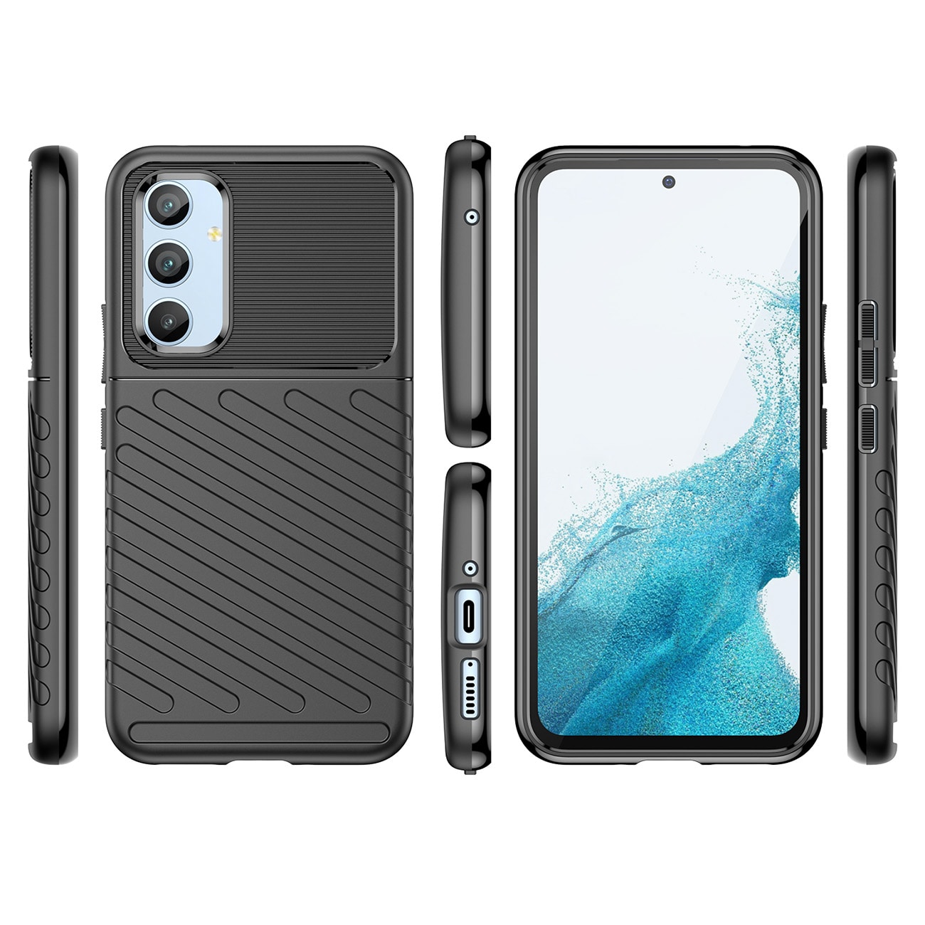 Thunder Case-etui til Samsung Galaxy A54 5G pansret silikone cover blå